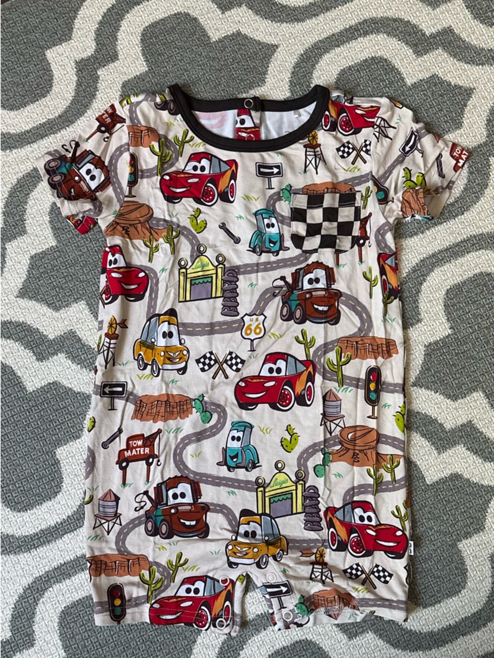 Kids Disney Cars Print Short Sleeve romper
